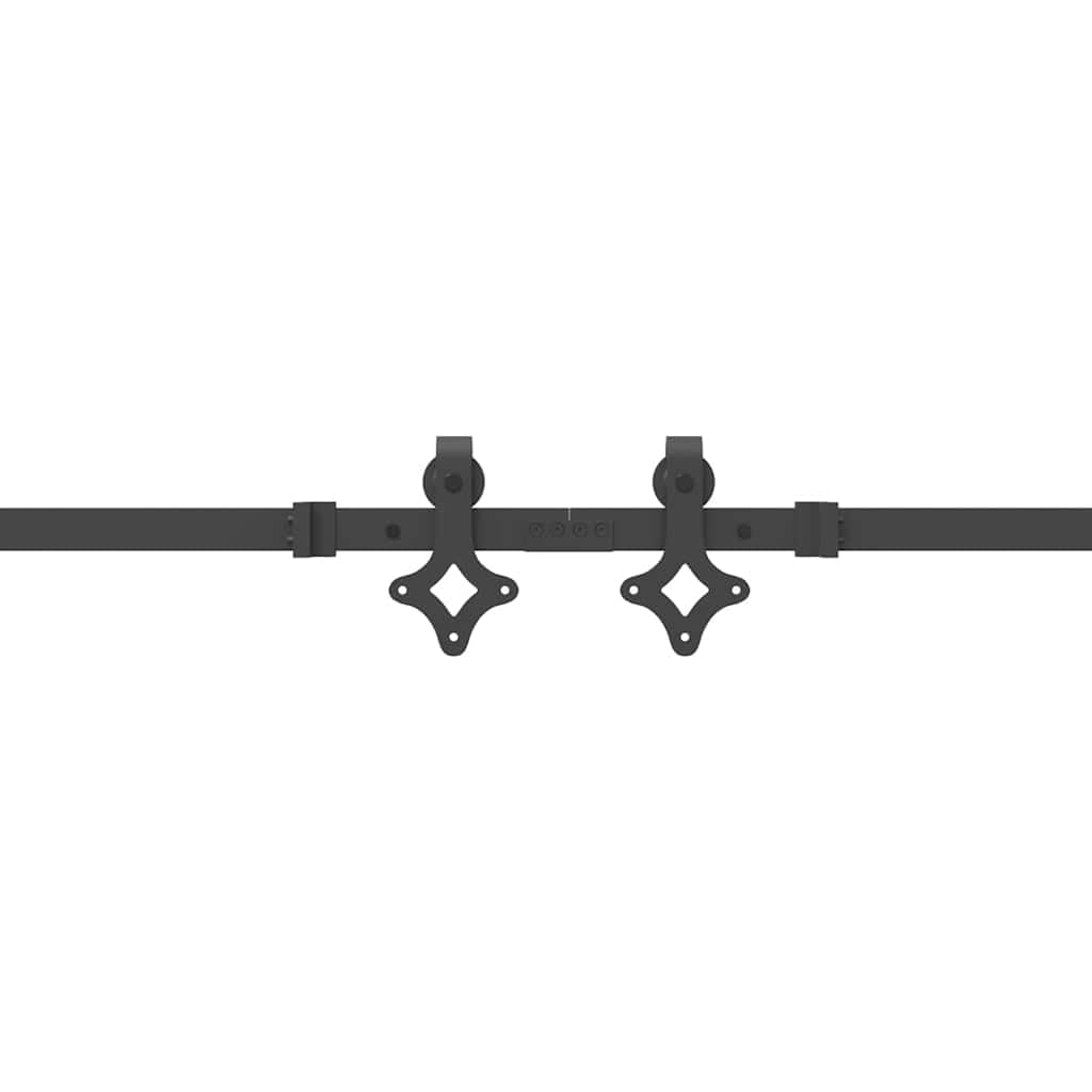 Juego de herrajes para puerta corredera de acero con recubrimiento en polvo de 427 cm de longitud con tope y ruedas para puertas de granero, soporta hasta 100 kg, adecuado para puerta de casa