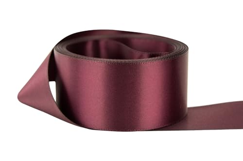 Image of Ribbon Bazaar Double Faced Satin 2-1 /4 inch Raisin 25 Yards 100% Polyester Ribbon