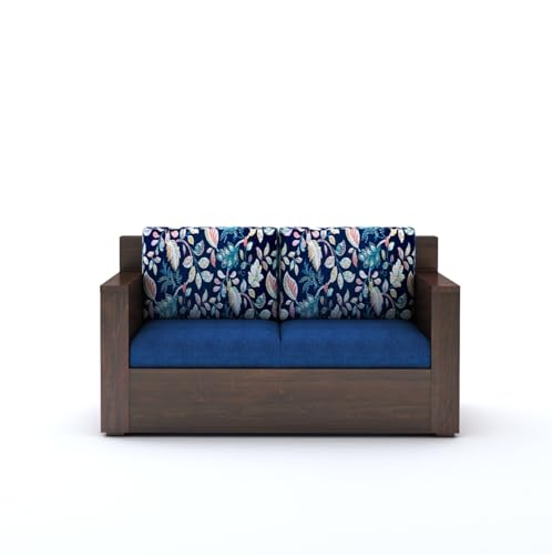 Image of Sheesham Wood 2 Seater Sofa Set with Cushion for Living Room Home Hall Wooden Sofa for Hotel Office (Walnut Finish)