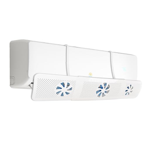 Image of Rellytech Air Conditioner Deflector - No-Drill Installation, Retractable 20.5 inch-33.9 inch, 7-Leaf Uniform Wind Distribution, 180 Adjustable, PP Material, Fits Most AC Indoor Units, Aids Fast Cooling