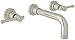 ROHL CAMPO BATH TRIM SET ONLY WITH NO ROUGH VALVE BODY TO WALL MOUNTED THREE HOLE WIDESPREAD LAVATORY FAUCET MIXER SET WITH INDUSTRIAL METAL LEVERS IN POLISHED NICKEL