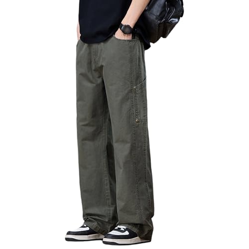 Pantalon cargo en sergé pour homme à coupe ajustée et jambe droite