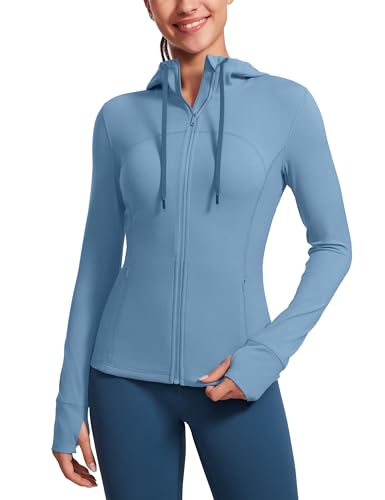 Image of CRZ YOGA Butterluxe Hoodie Jackets Hip Length | Extremely Soft, Athletic, Slim Fit, Full Zip, Back Mesh Vent, Side Zip Pockets, Thumb Holes, for Women