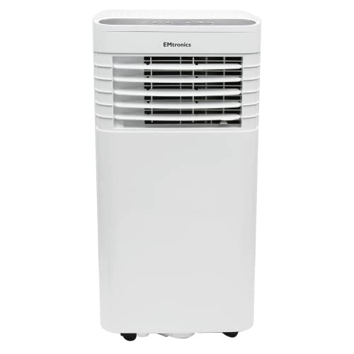 EMtronics EMAC9KW 9000BTU Portable Air Conditioner, Dehumidifier and Cooling Fan with Remote Control, 24 Hour Timer and Air Con Window Vent Kit - White