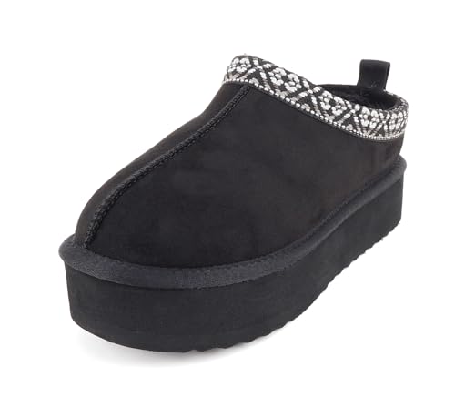 Image of Soda inchEagle inch ~ Women Round Toe Slip-On Flatform Lug Sole Sherpa-lined Slipper with Stitch Details