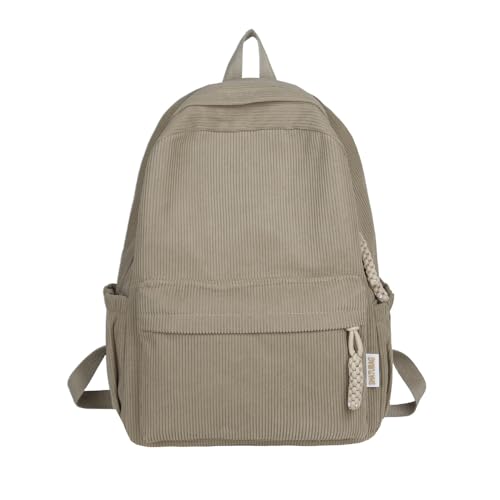Cute Corduroy Double - Shoulder Backpack for Women, Lightweight Laptop Bag, Great for Daily & Travel (Grey)