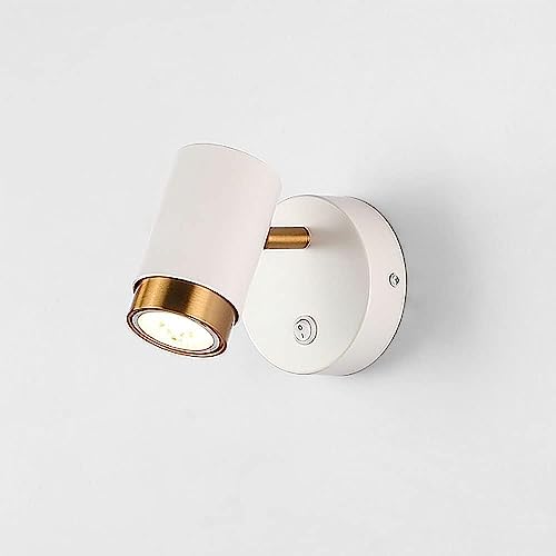 IUokLU Apliques de Pared giratorios con cableado rígido luz de Lectura montada en la Pared de Mediados de Siglo luz de Lectura LED Industrial para mesita de Noche,Blanco-3000K