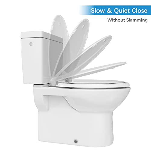 Toilet Seat, Elongated Toilet Seat with Toddler Seat Built in, Potty Training Toilet Seat Elongated Fits Both Adult and Child, with Slow Close and Magnets- Elongated 2 Packs