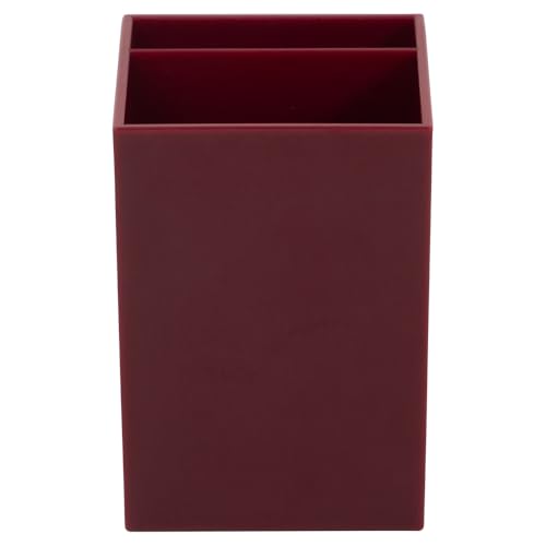 Image of JAM PAPER Plastic Pen Holder - Burgundy - Desktop Pencil Cup Sold Individually