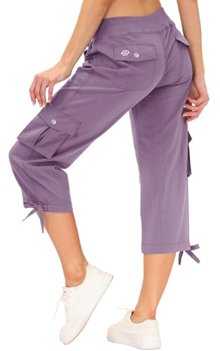 Image of MoFiz Womens Capris with Pockets Loose Fit Casual Capri Pants Dressy Lightweight Ladies Baggy Cargo Pants for Hiking