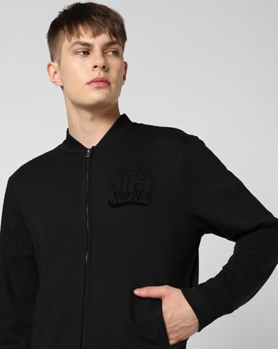 Image of Gap Men Stylised Full Sleeves Collared Cotton Blend Sweatshirt