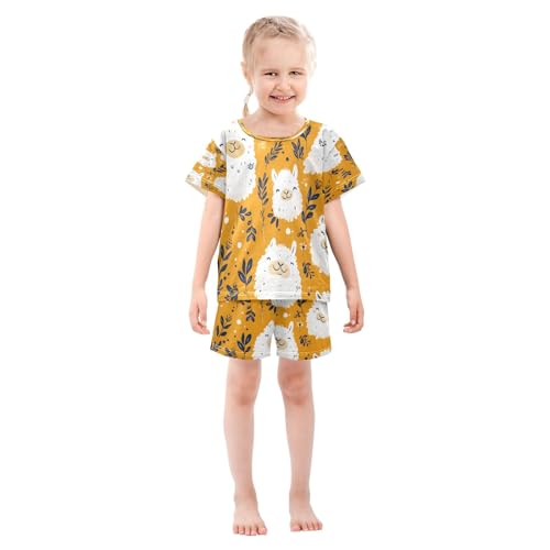 senya Flower Alpaca Happy Summer Pajamas Set Short Cotton Sleepwear 2 Piece3