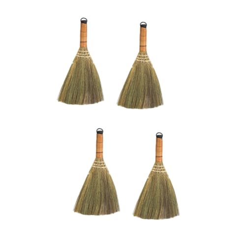 Veemoon Handmade Mini Straw Broom Set of 4 - Portable Dust Cleaning Tools for Home and