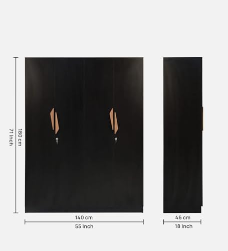 Image of Mintwud Pepperfry Engineered Wood Wardrobe with 4 Doors Storage and 2 Hanging Rod | Wooden Almirah Cupboard for Clothes Storage Organizer for Bedroom Living Room Home Furniture (Wenge Finish)
