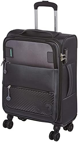 American Tourister Majoris + Suitcase, 4 Spinner Wheels, Soft Top, 100% Polyester, Blue|Corner Guards|Front Pocket|TSA Combination Lock|Expandable|Retractable Aluminum Handle - 3 Years Global Warranty