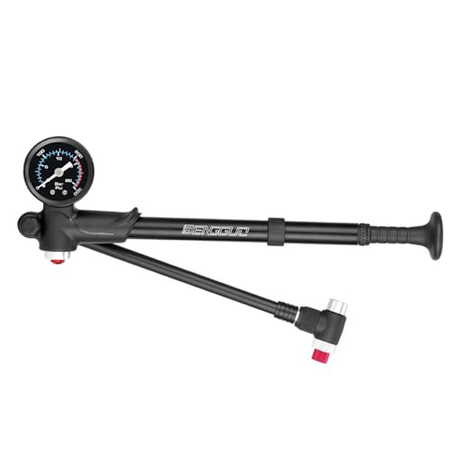 mioosho High Pressure Shock Pumps for Road Mountain Bike 300PSI Air Pumps with Gauge for Front Fork Rear Suspension Small Pumps