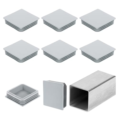 Image of uxcell 4 inch (100mm) Square Tubing End Caps, 8 Pcs Plastic Hole Plugs Insert End Cap for Metal Tubing Post Chair Leg Table Bookshelves Furniture, Grey