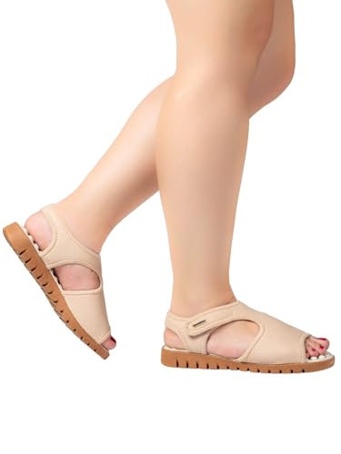 Sandalia Feminina Ortopédica Calce Fácil Massageadora Anatômica Leve Macia Via Angel 7601. (Bege, BR