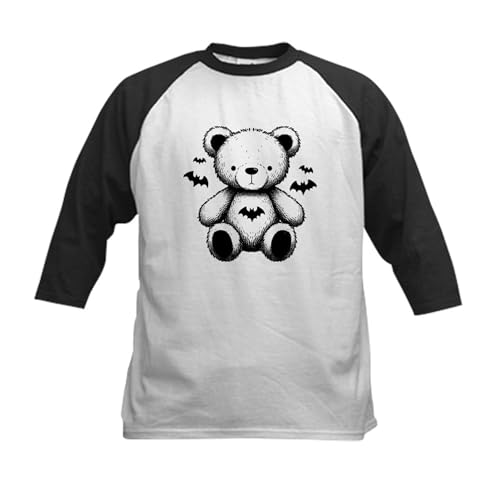 CafePress Batty Bear White Kids Baseball T Shirt Kids Cotton Baseball Jersey, 3/4 Raglan Sleeve Shirt