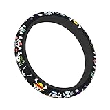 Custom Anime Steering Wheel Cover Universal 15 Inch Breathable Car Steering Wheel Covers Anti-Slip Odorless Car Interior Accessories for Women Men