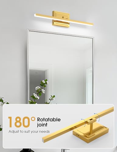 Image of VOLISUN Bathroom Vanity Light 24 inch, 14W Dimmable 5CCT Led Bathroom Light Fixture Over Mirror, Gold Bar Vanity Light for Bathrooms-ETL Certificated