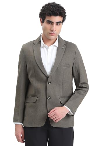 Image of SHOWOFFFF Men Solid Single Breasted Formal Blazer | Notched Lapel Full Sleeves Cotton Blazer for Mens | Slim Fit Regular Length Blazer for Men's