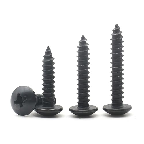 10個 M3.5 M4 M5 M6 黒 亜鉛メッキ 304 ステンレススチール トラスヘッド 十字穴付き マッシュルーム セルフタッピングネジ(14mm,M5 (10pcs))