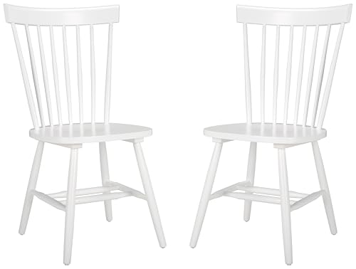 SAFAVIEH Home Collection Parker Farmhouse White Windsor Spindle Solid Wood Dining Chair...