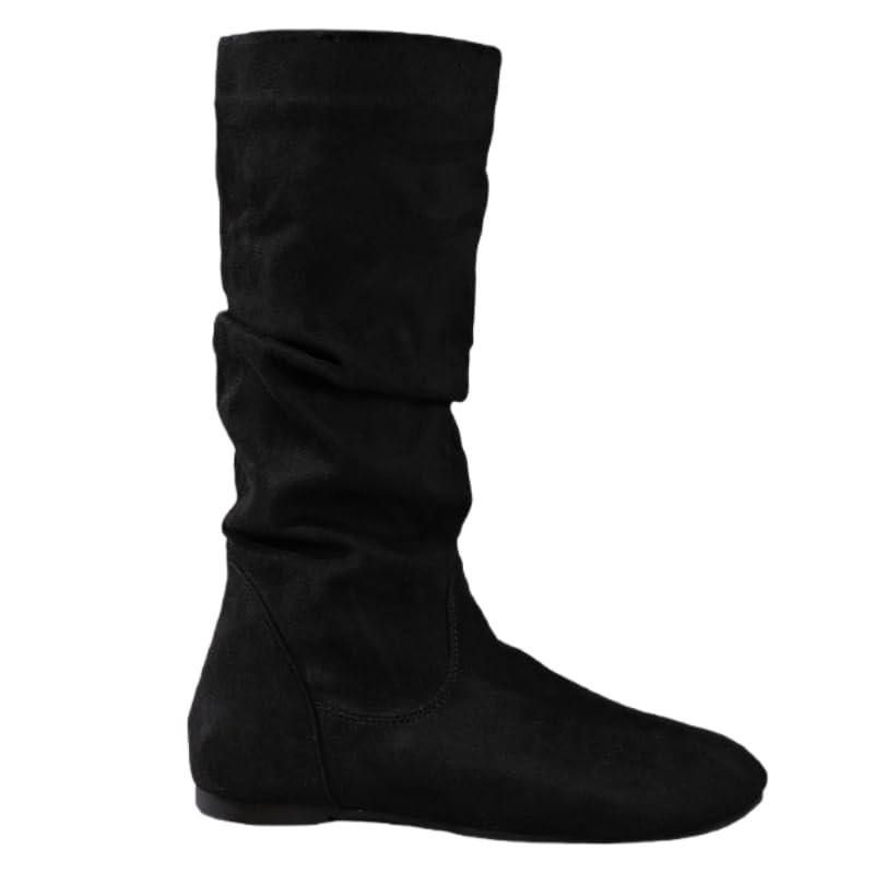 Womens fashionable boots with side zipper and pleated flat sole Suitable for autumn and winter outfits or for