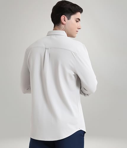 Image of TURMS Men's Solid Knitted Shirts, Odor Control, Stretchable & Breathable, Cotton Blend, Tailored Fit, Full Sleeve