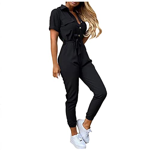 Graceyo Cargo Jumpsuit Damen mit Gürtel Lang Sommer Elegant Jumpsuits...