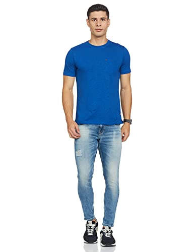 Image of Spykar Men's Mid Rise Mid Tone Wash Cotton Tapered Fit Jeans (S21K-01BA-016BU-P)