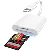 [Certificado MFi] Lector de tarjetas SD para iPhone 2 en 1 de doble ranura SD/TF tarjeta de tarjeta adaptador de tarjeta de memoria para iPhone 14/13/12/11/X/XS/XR/8/7 iPad, Plug & Play