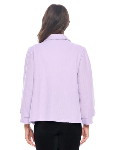Casual Nights Women's Chenille Bed Jacket, Button Front Long Sleeve Sleep Top with Pockets3