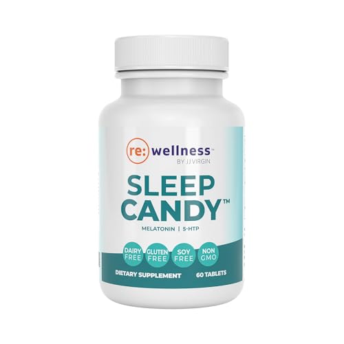 Reignite Wellness by JJ Virgin | Sleep Candy | Chewable 5-HTP Supplement with Inositol, Vitamin B6, Melatonin & L-Theanine for Adults | Lemon Flavor | 60 Tablets