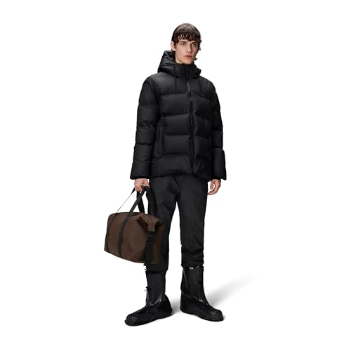 Image of RAINS Alta Puffer Jacket - Waterproof Winter Coat, Insulated Hood, Lightweight, Fleece Pockets, Warm for Cold Weather