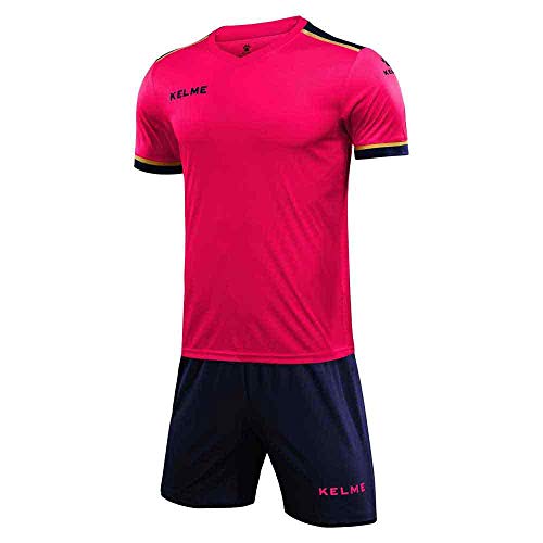 KELME S/S Football Set Conjunto Equipaciones, Hombre, Neon Pink/Dark Blue, 2XL