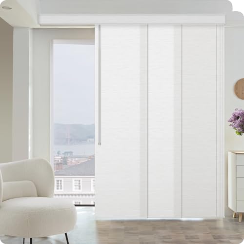 Graywind Manual Sliding Panels Light Filtering Privacy Panel Track Blinds Wand Control Window Blinds for Patio Sliding Glass Door Large Windows Width Up to 153