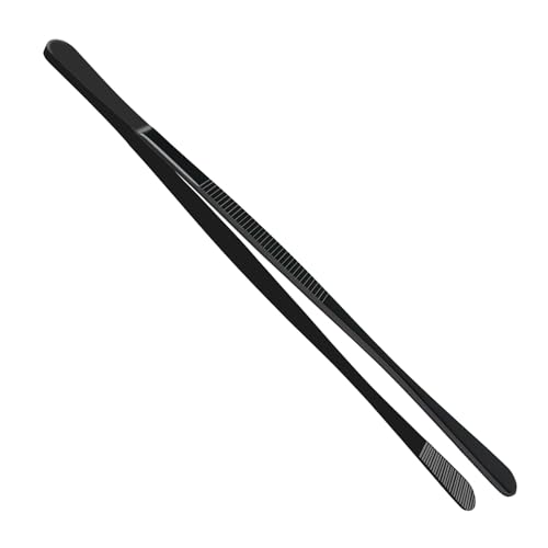Kitchen Tweezer Pasta Tongs, 10-Inch Cooking Tweezers Food Tongs, Stainless Steel Culinary Tweezers Grilling Tongs (8-Inch Wide Ends)