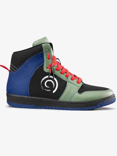 Image of Bewakoof Official Naruto Merchandise Men's Green & Black Kakashi Color Block High-top Sneakers
