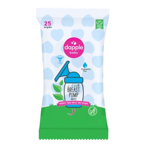 Image of Breast Pump Wipes by Dapple Baby, Hypoallergenic & Powered by Plants, Removes Milk Residue, Leaves No Taste, Convenient Wipes Pouch, Fragrance Free, 25 Count (Pack of 1)