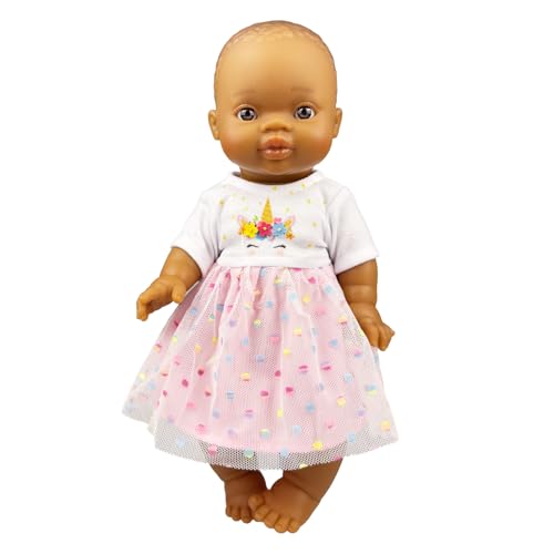 Heless 54038 - Ensemble de poupées avec poupée Gordi Fille et Robe Licorne « Hannah » avec Jupe en Tulle, Taille env. 34 cm
