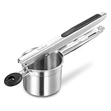 VonShef Kartoffelstampfer – Lebensmittelechte Edelstahl Kartoffelpresse mit Silikongriff – Spülmaschinengeeignete Obst- und Gemüsepresse, Robuste Lebensmittelpresse für Kartoffelbrei