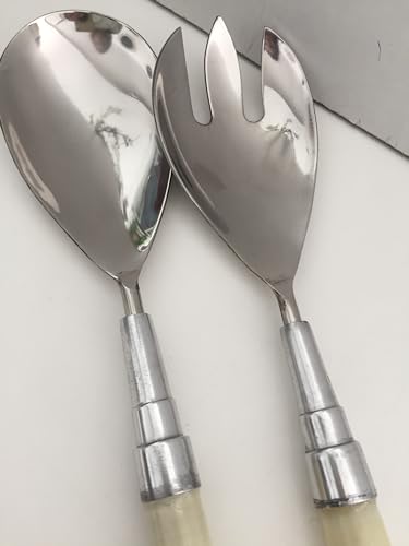 Cubiertos para ensalada de acero largos 32 cm que no resbalan 4