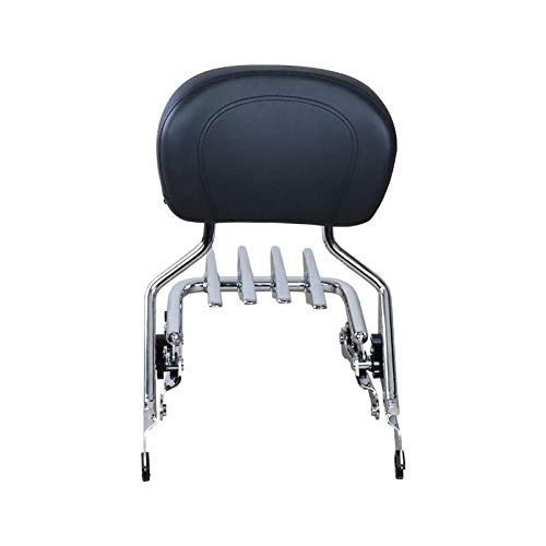 DSISIMO Chrome Detachable Upright Passenger Backrest Sissy Bar With Pad + Stealth Luggage Rack And 4 Point Docking Hardware Kits Fit For Touring Street Glide Road King 2014-2020