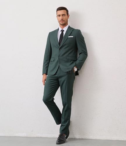 Men's Peak Lapel Suits 2 Piece Slim Fit Wedding Prom Business Suit 2 Button Blazer Jacket and Pants Tuxedo Set3