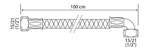 SOMATHERM for You Sanitary Hose 1/2 inch Angled, Length 1000 mm, DN10, Stainless Steel, EPDM, Rotating nut - Image 3