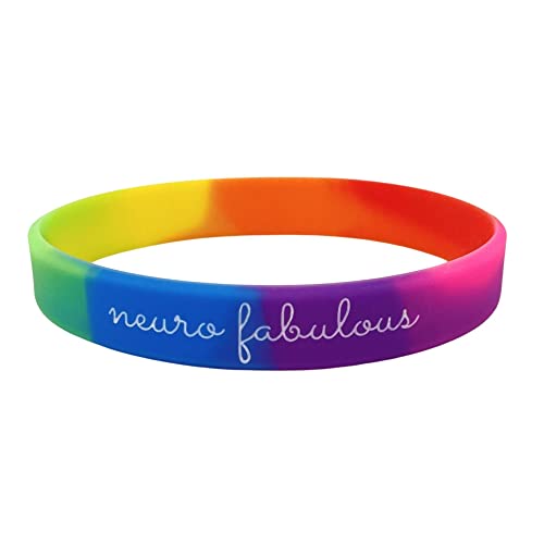 Neuro Fabulous Wristband Rainbow Band For Autistic Autism ASD Aspergers Support Awareness Silicone Band Mens Womens Parents Gift 202mm (1 Band Only)