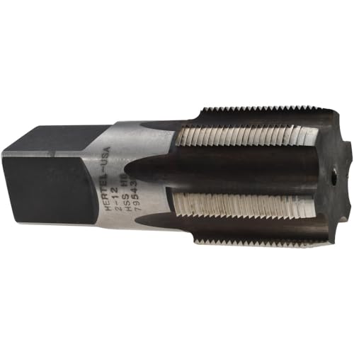 Hertel Straight Flute Tap, 2-12 UNF, 6 Flute, Plug Chamfer, High-Speed Steel, Bright/Uncoated Finish, 2