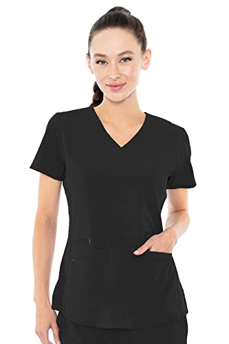 Med Couture Energy Women's Racerback Shirttail Scrub Top Black/Spearmint 3XL